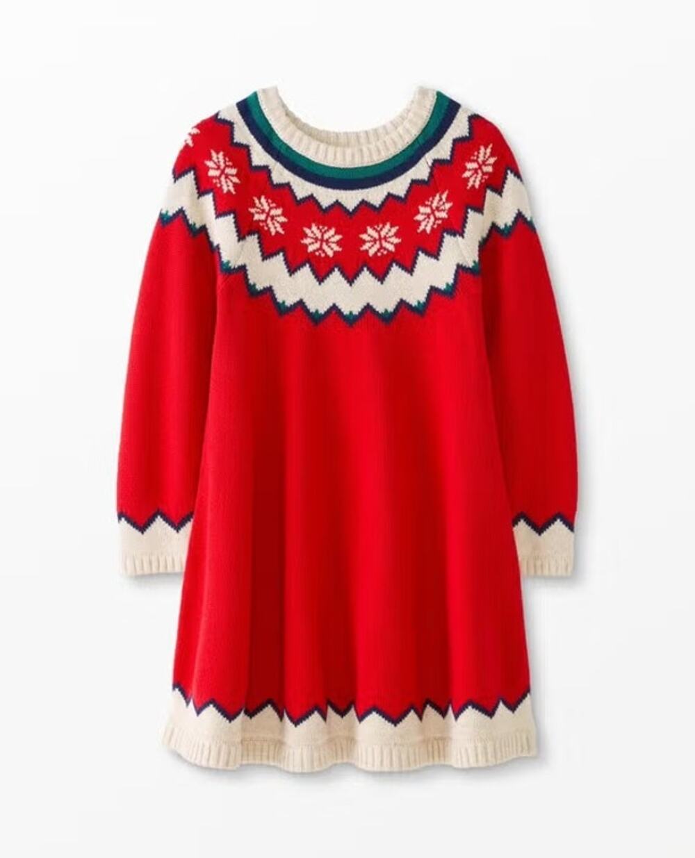 Hanna Andersson 2T Red Scandi Snowflake Sweater Dress